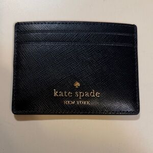 Kate Spade Black Card Wallet with Gold Logo